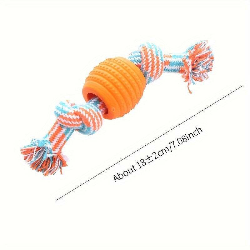 Interactive Chew Toy for Dogs – With Colorful Knots and Rubber Ball