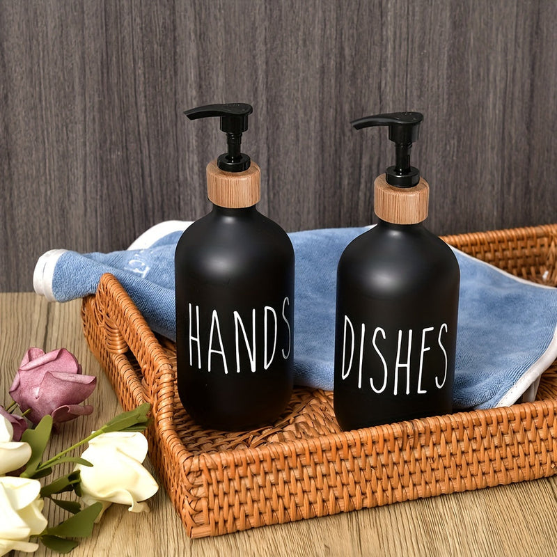 Modern soap dispenser with wooden base - For a stylish bathroom