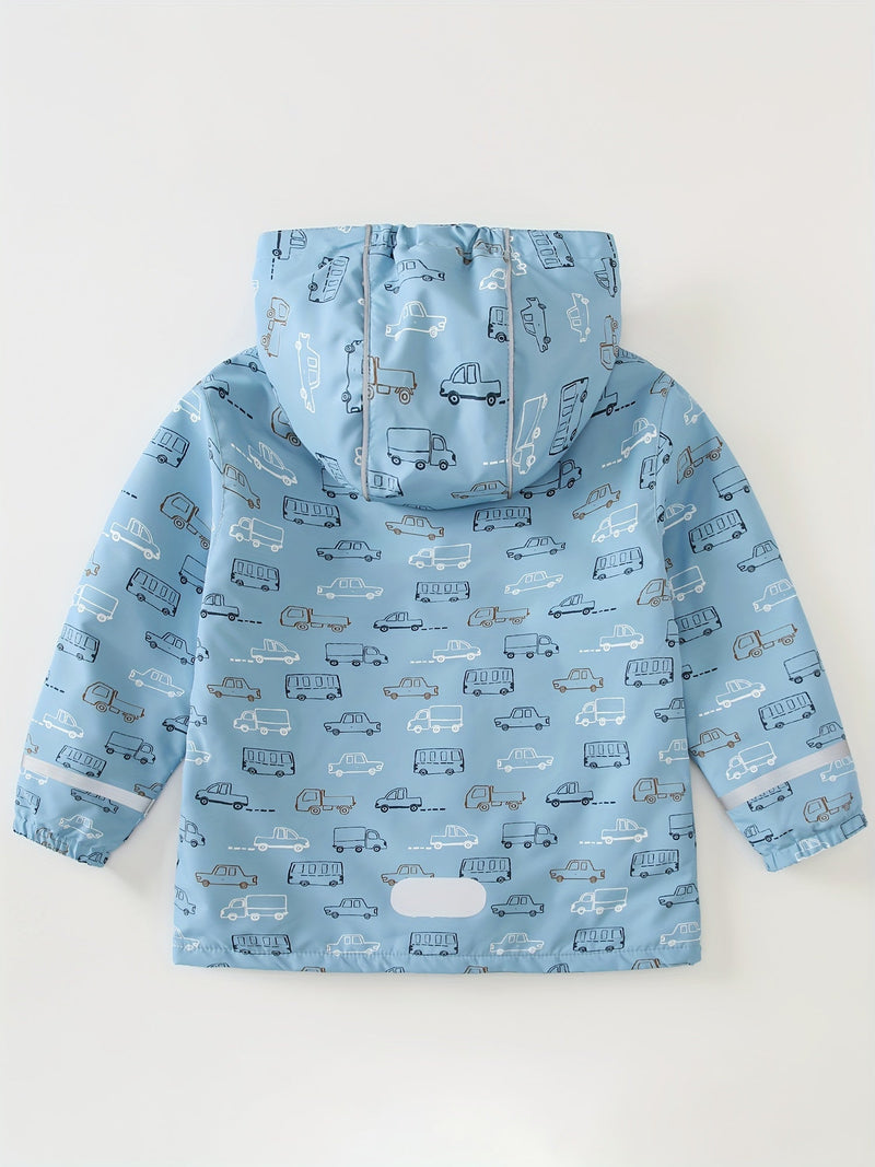 Chłopięca Fleece Kurtka z Motywem Auta – Wodoodporna i Wiatroszczelna Kurtka na Zewnątrz