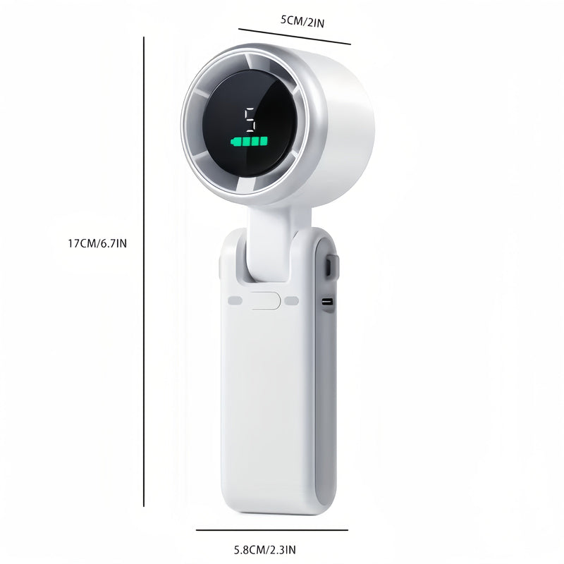 Ventilator Turbo Manual Compact – 3-în-1 Încărcabil USB cu 5 Viteze