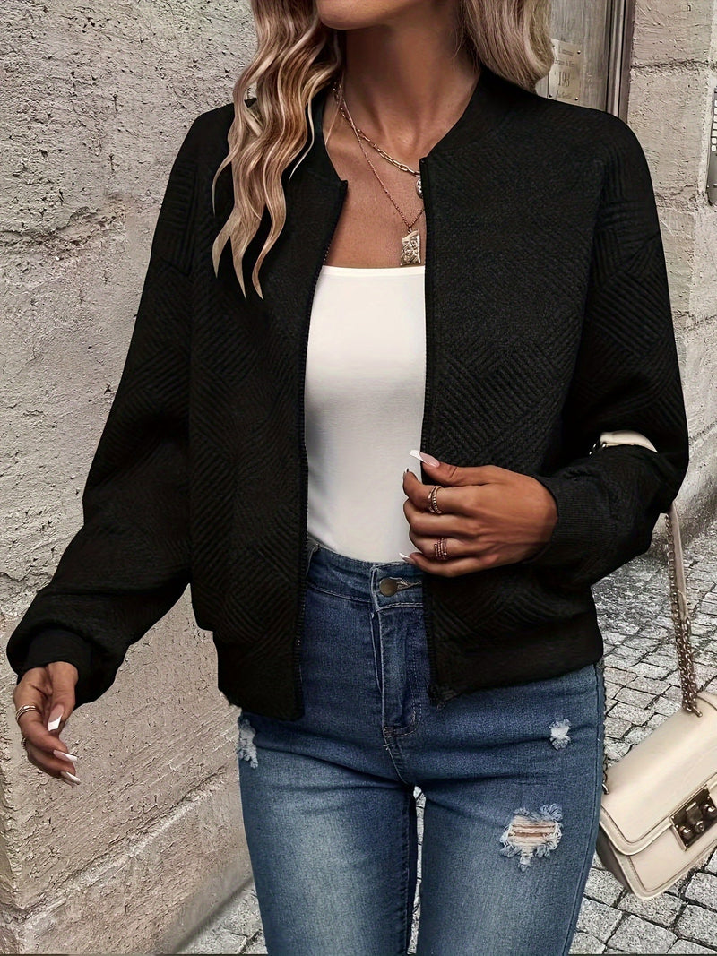Stylish Woven Bomber Jacket – Ideal for Spring and Summer