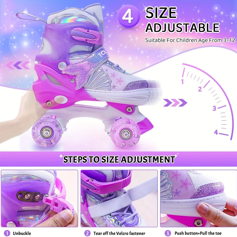 Regulowane Rolki dla Dzieci – Migoczący Wzór Gwiazdy z Świecącymi Kółkami