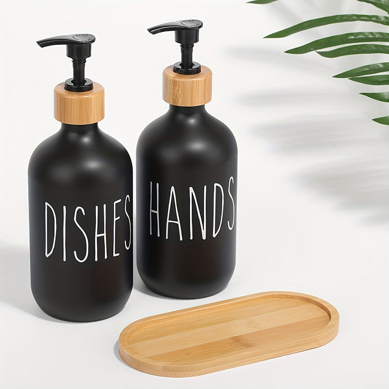Modern soap dispenser with wooden base - For a stylish bathroom