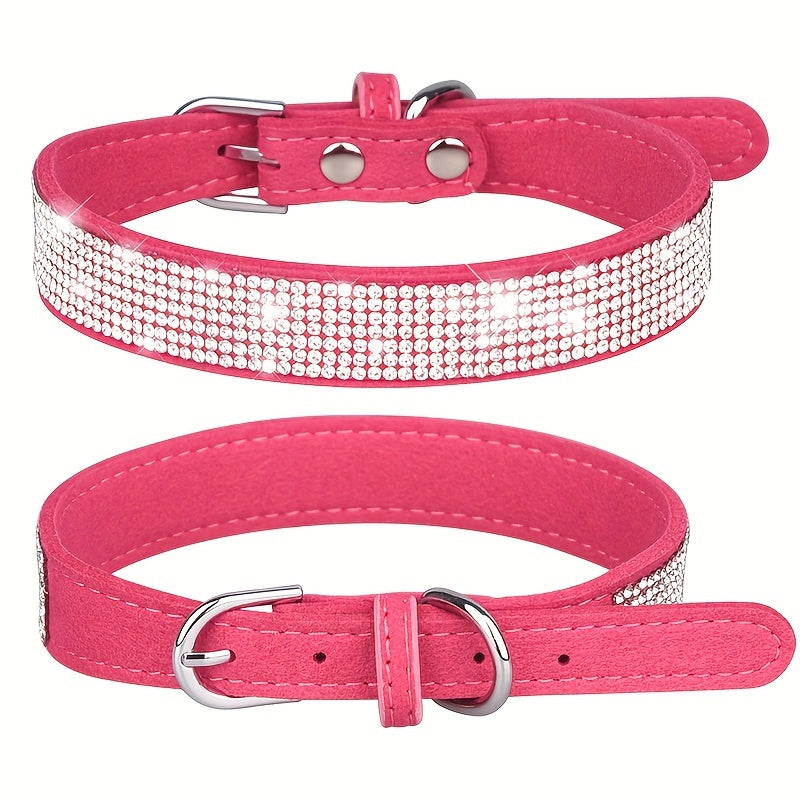 Adjustable Leather Dog Collar with Zirconia – Strong and Durable