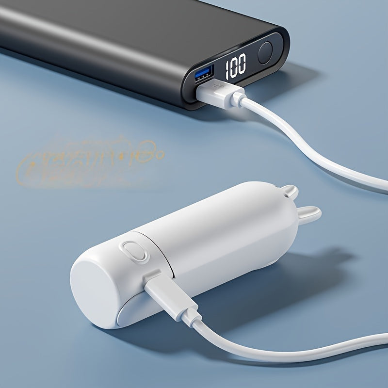 Mini ventilator portabil – ventilator USB reîncărcabil 2-în-1 în formă de iepuraș drăguț pentru călătorii și vară