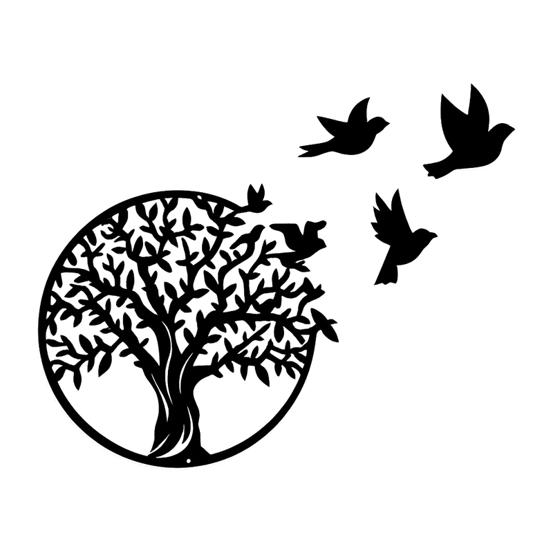 Dekoracja Ścienna Natury – Drzewo i Ptaki