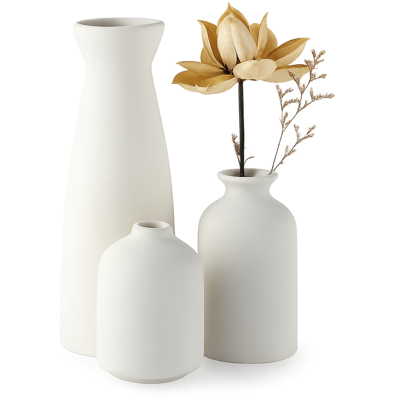 Minimalistyczny Zestaw Wazonów Ceramicznych - Ponadczasowy i Elegancki