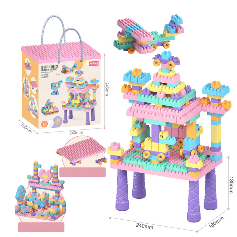 Zestaw Kreatywnego Stołu Budowlanego – 500-elementowy Zestaw Klocków