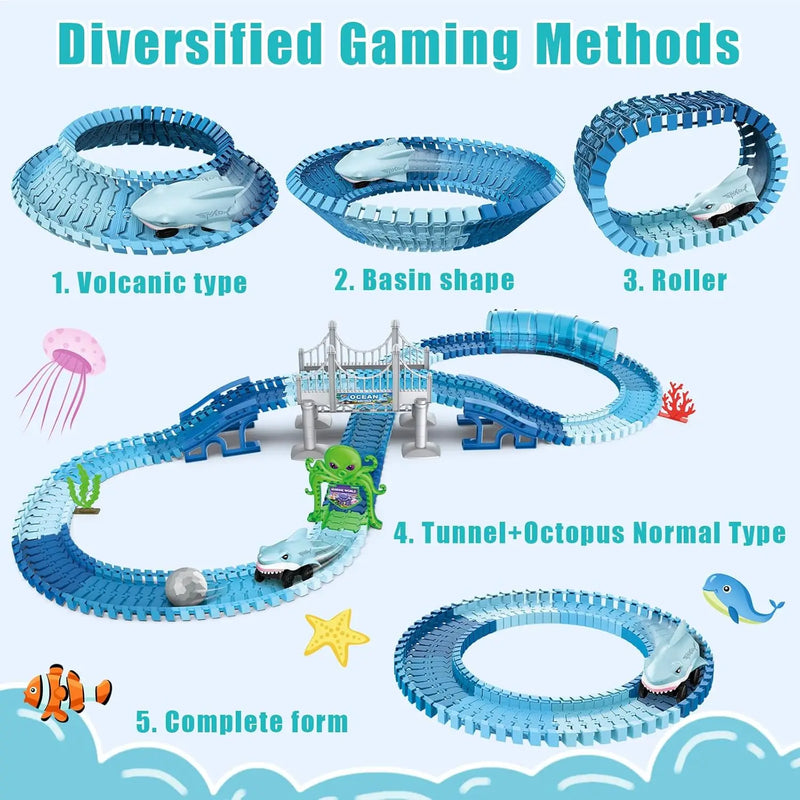 Elektryczny Puzzlowy Zestaw Kolejowy Rekina – Kreatywna Zabawka Budowlana dla Dzieci