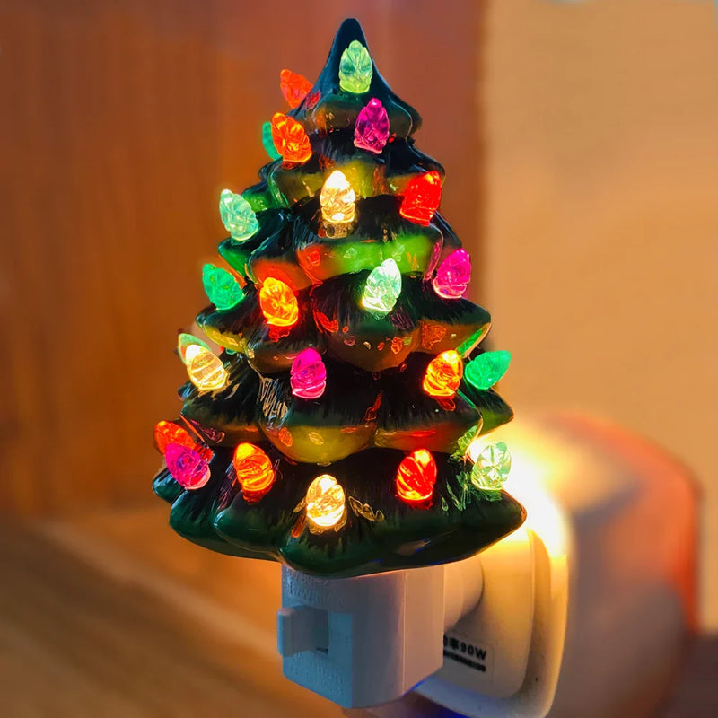 Ceramic Night Lamp in the Shape of a Christmas Tree - Holiday Decoration for Your Home