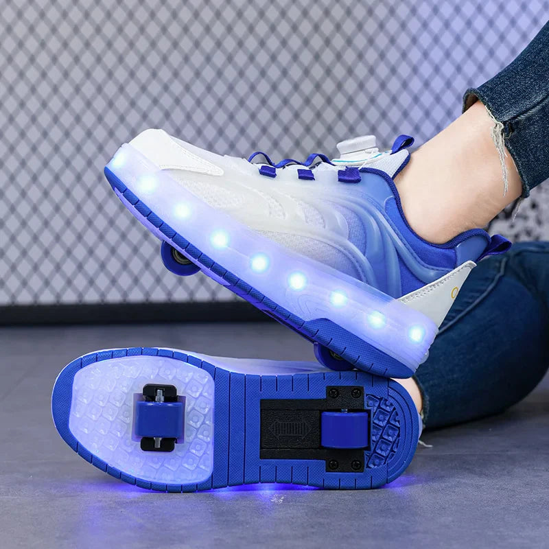 LED Świecące Rolki dla Dzieci – Podświetlane Sneakersy dla Chłopców i Dziewczynek z USB Ładowanymi Kołami