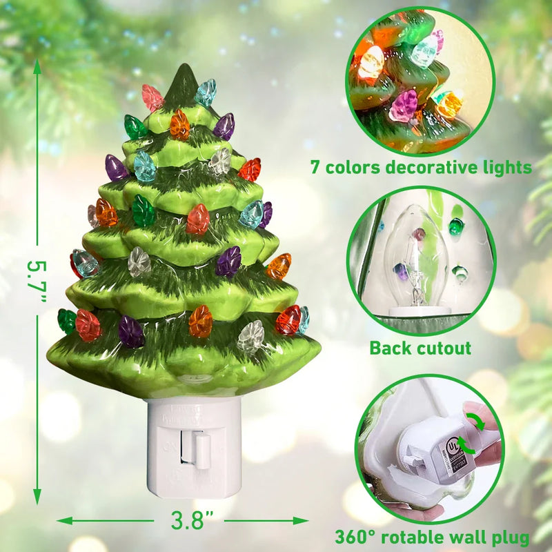 Ceramic Night Lamp in the Shape of a Christmas Tree - Holiday Decoration for Your Home