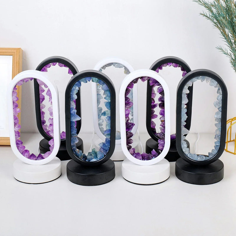 Elegancka Lampa Kryształowa z Ametystu – Ambientowe Oświetlenie LED do Relaksu