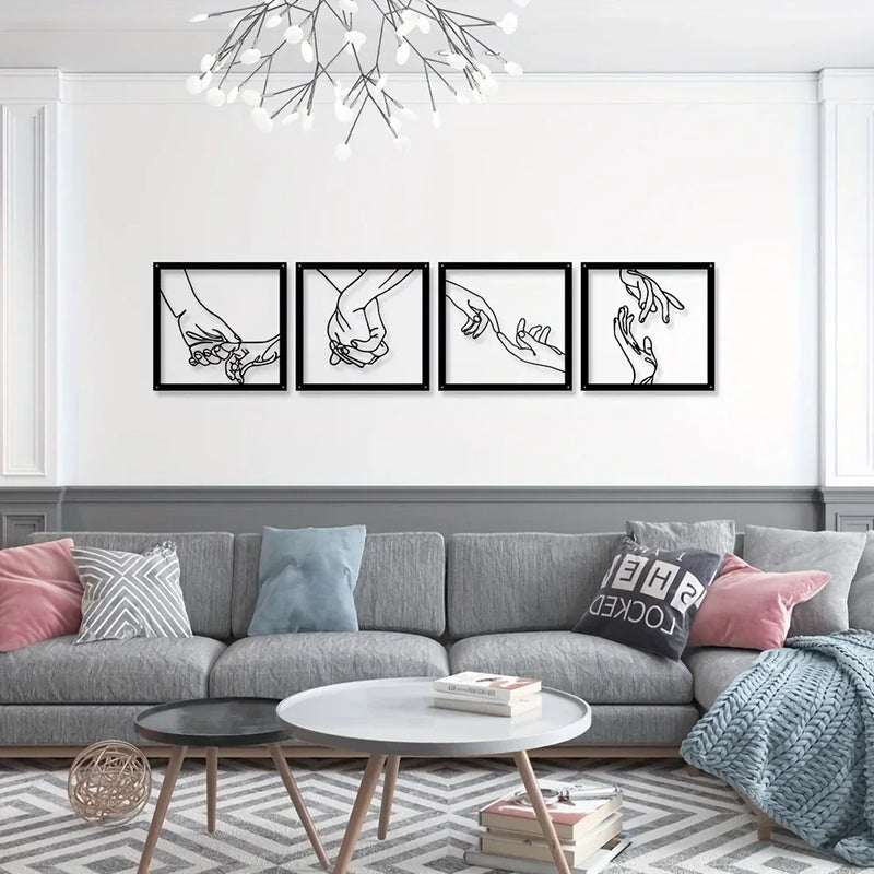 Joined Hands Metal Wall Decoration – Minimalist and Connecting