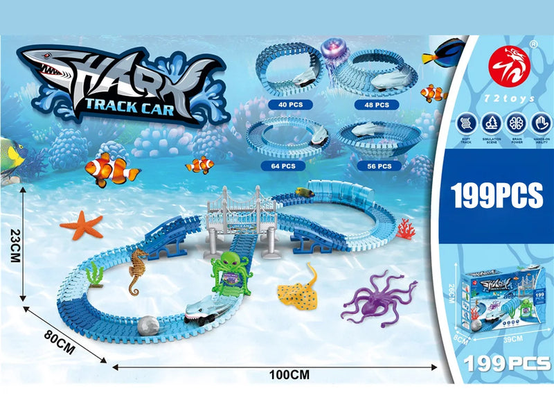Elektryczny Puzzlowy Zestaw Kolejowy Rekina – Kreatywna Zabawka Budowlana dla Dzieci