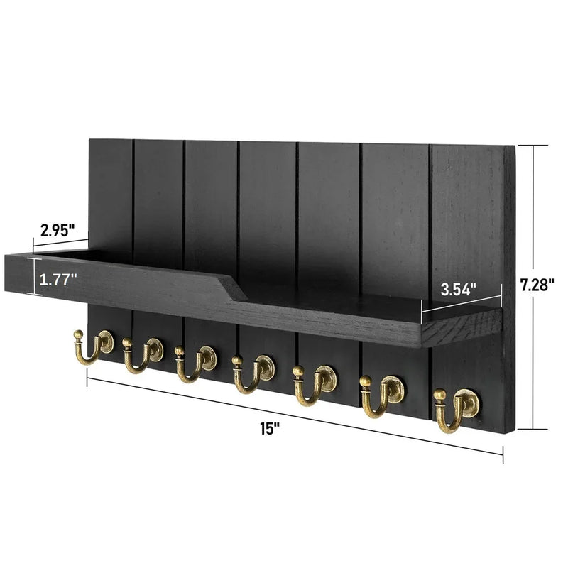Drewniana Wieszak na Klucze z Półką - Stylowe Rozwiązanie na Klucze i Pocztę