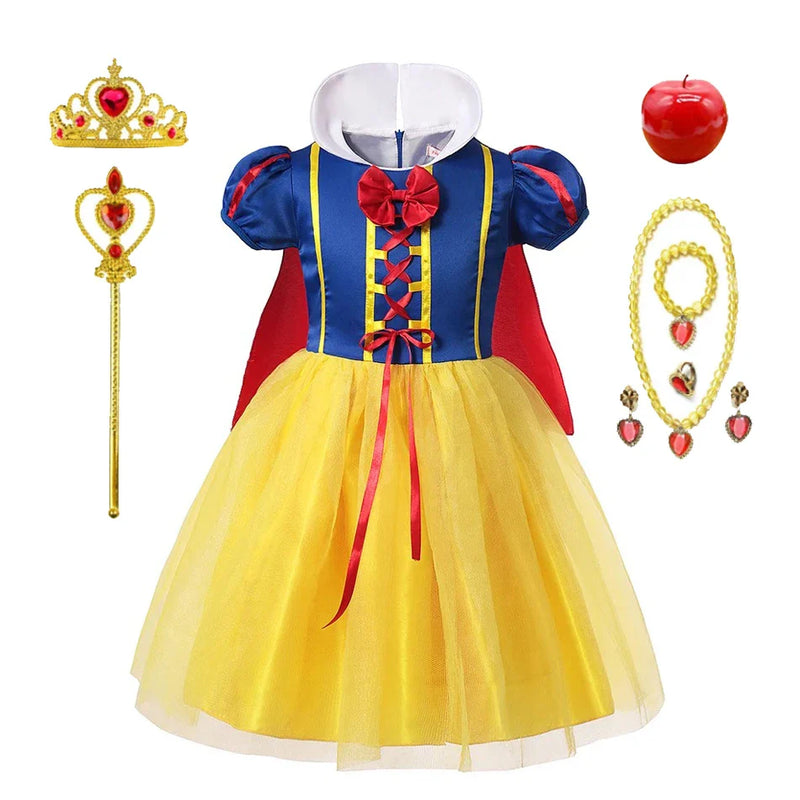 Sukienka Księżniczki Śnieżki – Z Peleryną, Tiara i Magicznymi Akcesoriami