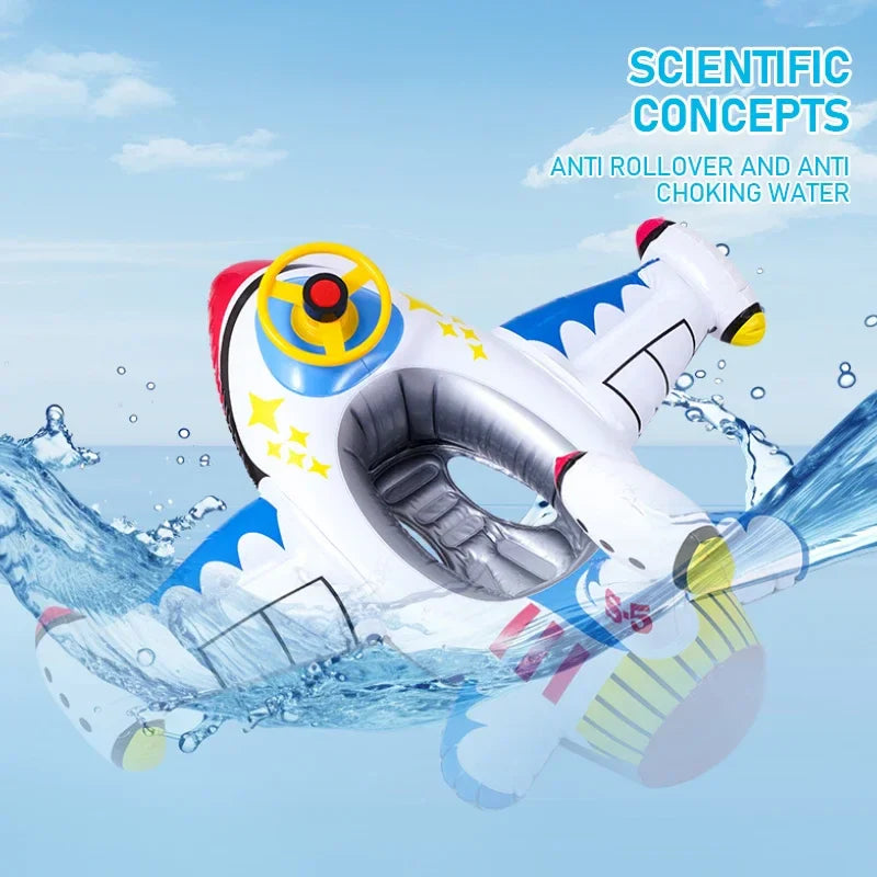 Nadmuchiwany Samolot Pływak dla Niemowląt – Zabawka Wodna z Kierownicą na Letnią Zabawę
