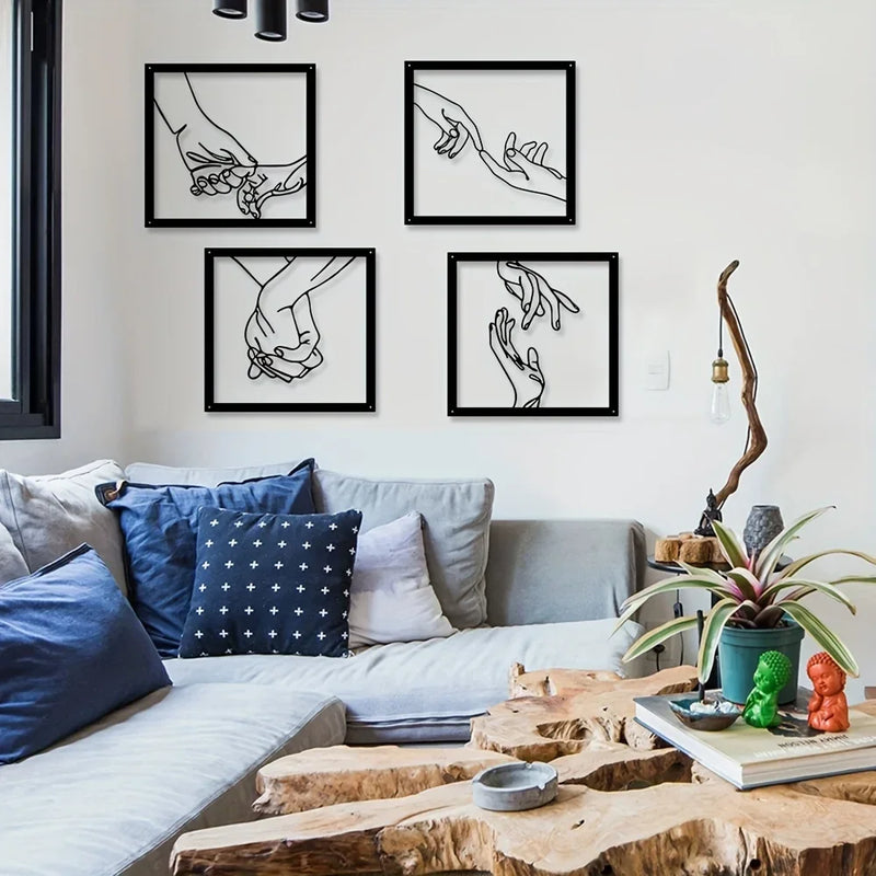 Joined Hands Metal Wall Decoration – Minimalist and Connecting