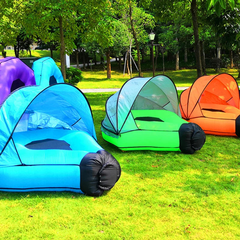 Nadmuchiwana Ławka Lounger z Cieniem – Wygodna i Wodoodporna do Plaży i Basenu