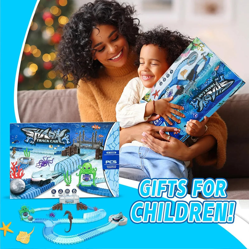 Elektryczny Puzzlowy Zestaw Kolejowy Rekina – Kreatywna Zabawka Budowlana dla Dzieci