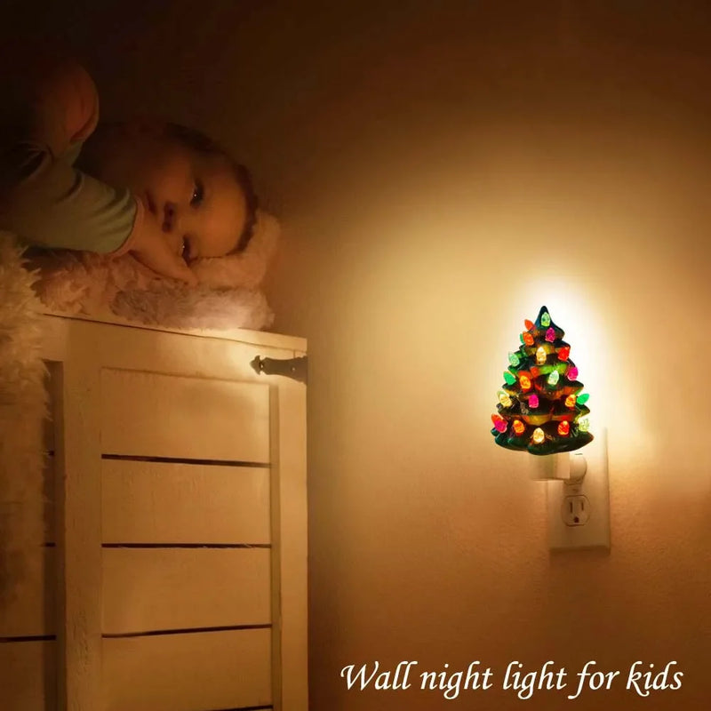 Ceramic Night Lamp in the Shape of a Christmas Tree - Holiday Decoration for Your Home