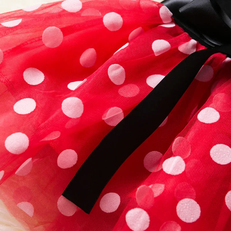 Kostium Minnie Mouse dla Dziewczynek – Sukienka w Groszki z Opaską i Kokardą