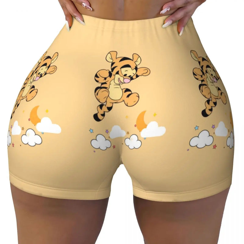 Spodenki sportowe i jogowe z nadrukiem Tygryska dla kobiet – Wygodne i stylowe na aktywne dni