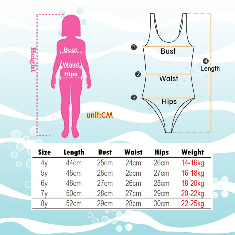 Strój kąpielowy dla dziewczynek z motywem syreny i jednorożca – idealny dla dzieci w wieku 4-8 lat