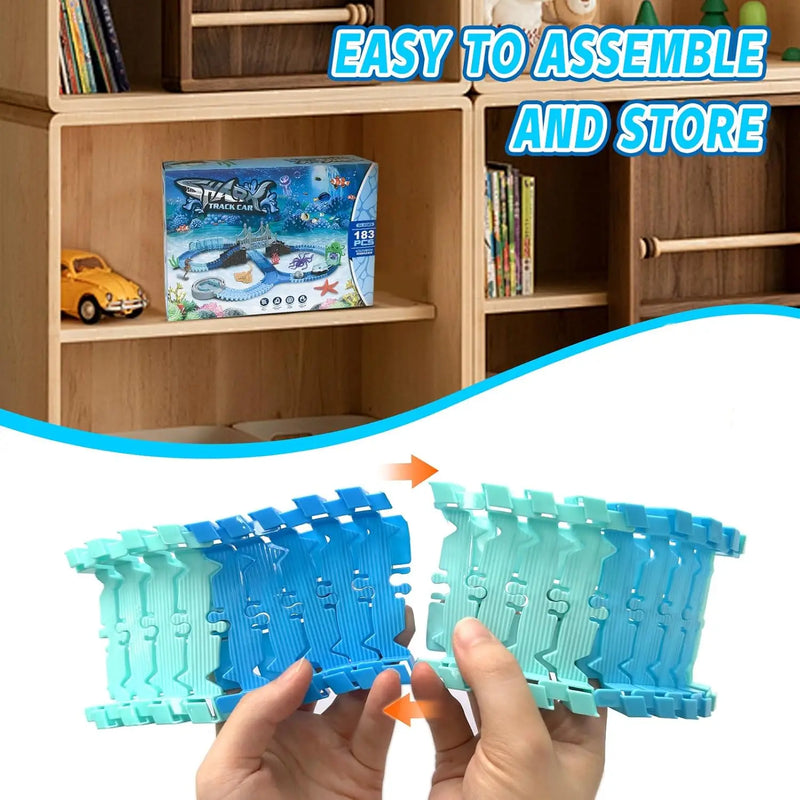 Elektryczny Puzzlowy Zestaw Kolejowy Rekina – Kreatywna Zabawka Budowlana dla Dzieci