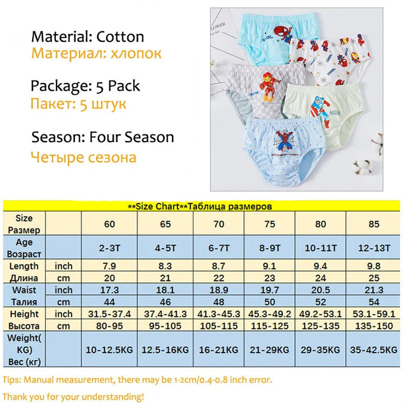 Zestaw Bokserek Spider-Man dla Chłopców – 5 Sztuk w Fajnych Wzorach Superbohaterów