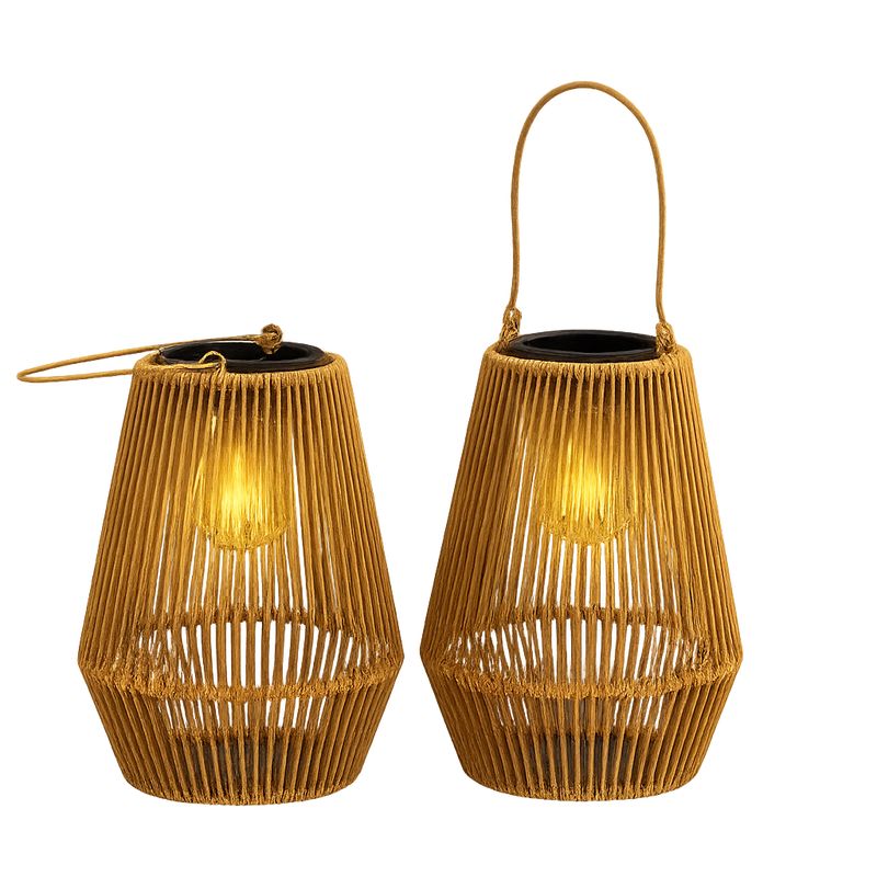 Boho Solarne Lampy Wiszące – Ekologiczne Wickerowe Lampiony do Ogrodu i Balkonu