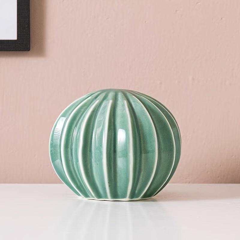 Trio ceramicznych dekoracji kaktusów – Paski i teksturowane ornamenty do wnętrz