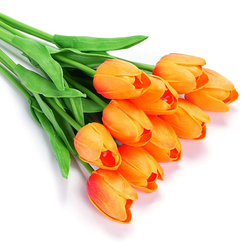 Set of 10 Artificial White Tulips – Ideal for Weddings, Photography, and Interior Decoration