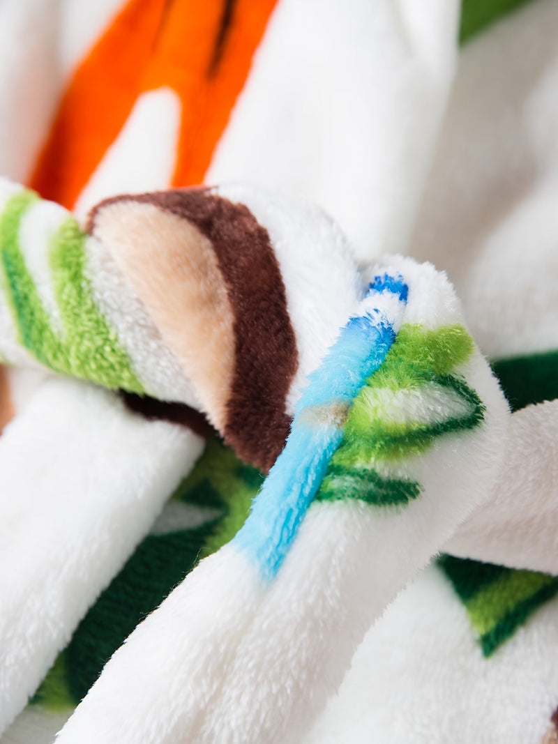 Flanelowa szlafrok dziecięcy z nadrukiem zwierząt – Super miękki i komfortowy dla chłopca i dziewczynki