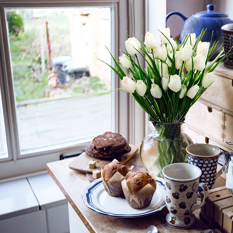 6 darabos mesterséges tulipán csomag – UV-álló és élethű kert- és beltéri dekorációhoz