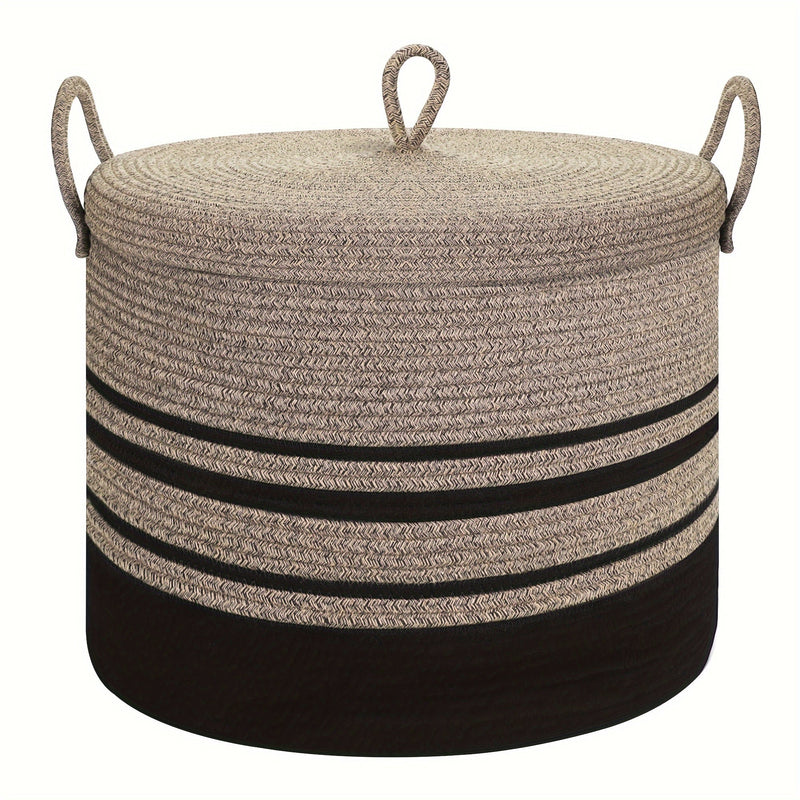 Klasyczny Woven Kosz na Przechowywanie z Pokrywą - Stylowe Rozwiązanie dla Twoich Rzeczy