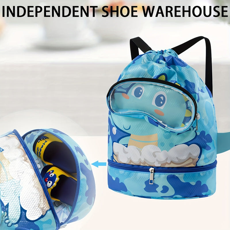 Plecak do Pływania w Tematyce Oceanu - Wodoodporny z Podziałem na Mokre/Suche