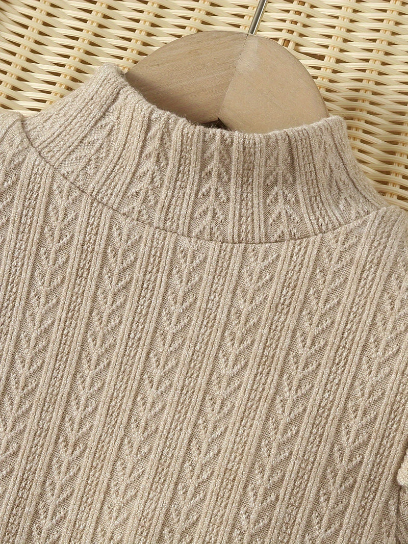 Eva Zimowy Strój dla Dzieci - Sweter z Golfem i Spódniczka w Kratę oraz Kapelusz