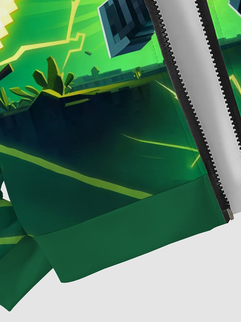 Casual Geometrystyczna Gra Kurtka – Stylowa i Wygodna dla Chłopców