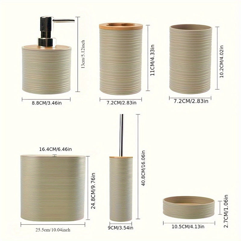 Nowoczesny Zestaw Łazienkowy z Akcentami Bambusa – Zorganizowany i Elegancki w Jednym