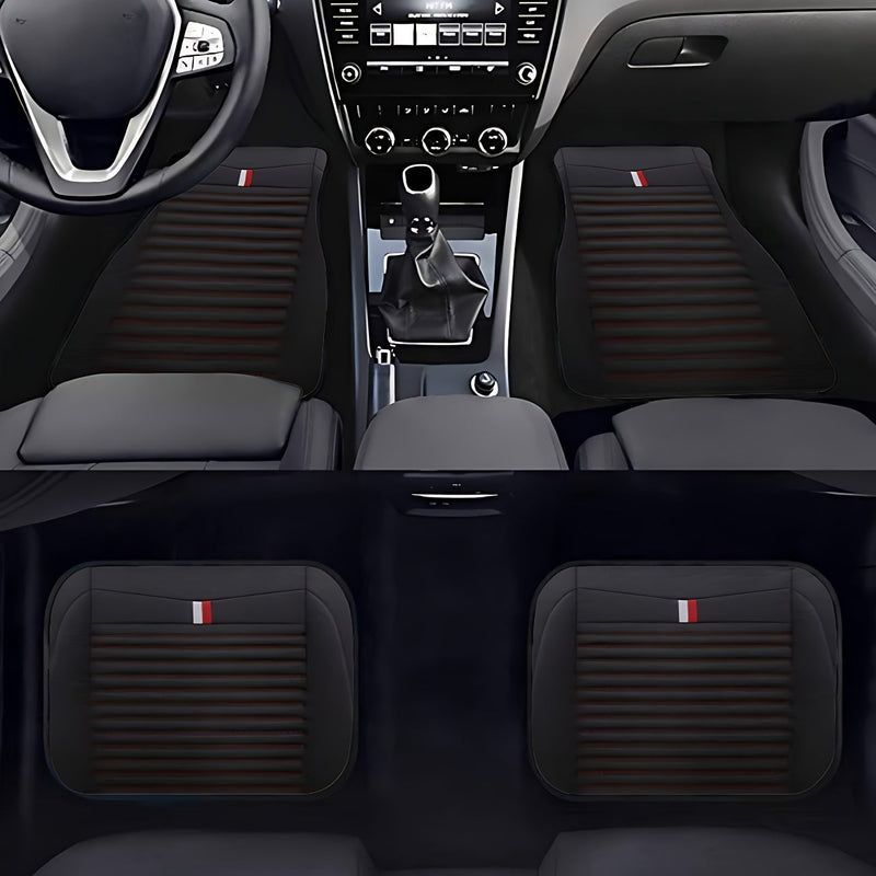 Zestaw 4 Gestreepionych Dywaników Samochodowych – Antypoślizgowe i Odporne na Plamy na Wszystkie Pory Roku