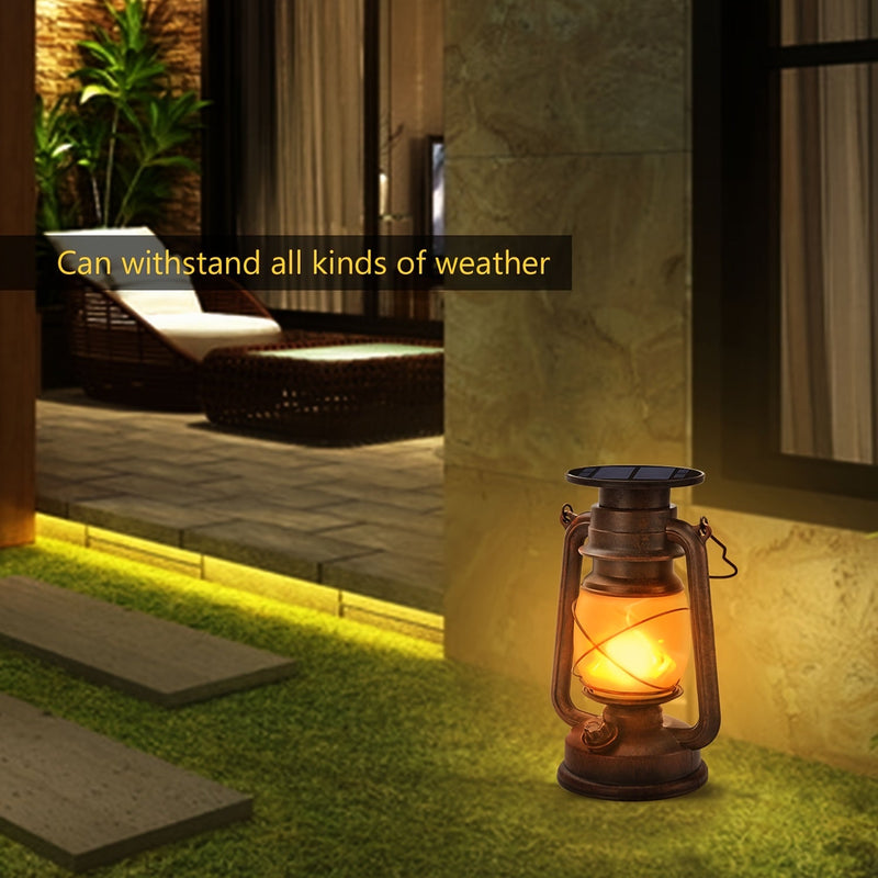 Zestaw 2 Latarni Solarnych – Vintage Tańczący Płomień LED do Ogrodu i Patio