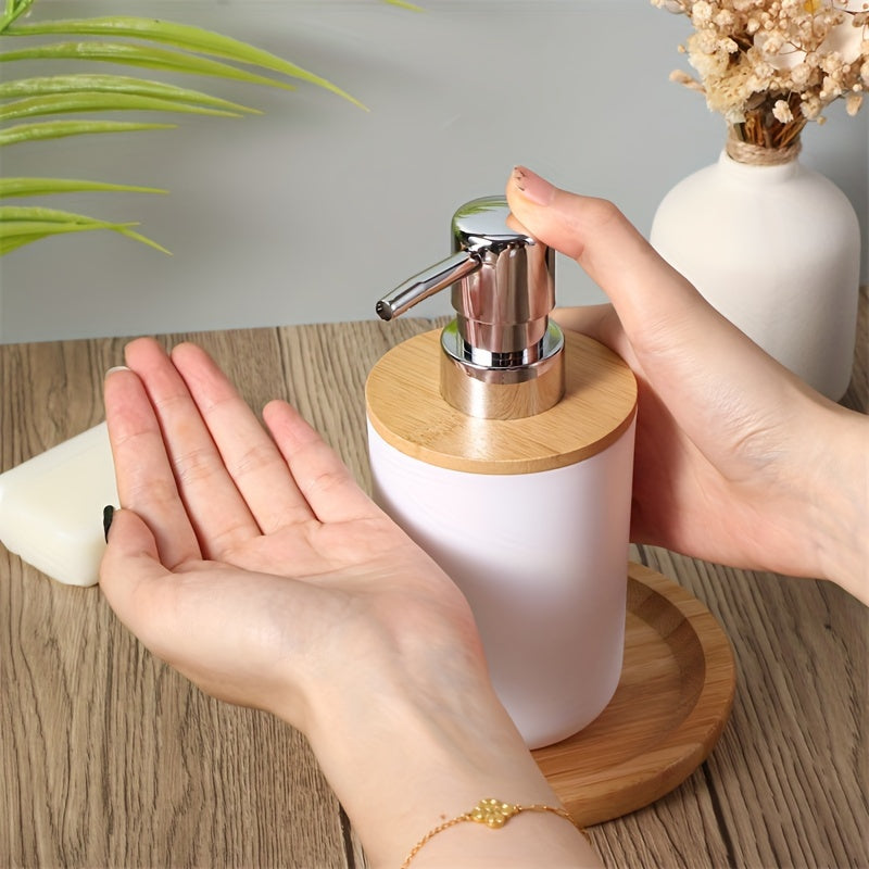 Zestaw Akcesoriów Łazienkowych z Bambusową Pokrywką – 4-częściowy Zestaw do Dekoracji Łazienki