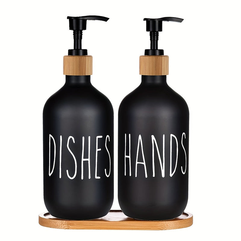 Modern soap dispenser with wooden base - For a stylish bathroom