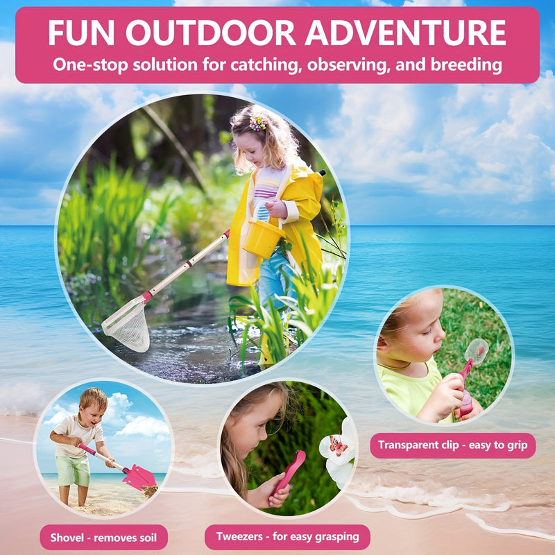 Zestaw do Zabaw na Plaży dla Dzieci – Kompletny z Składanym Wiadrem, Łopatką i Siatką do Eksploracji na Zewnątrz