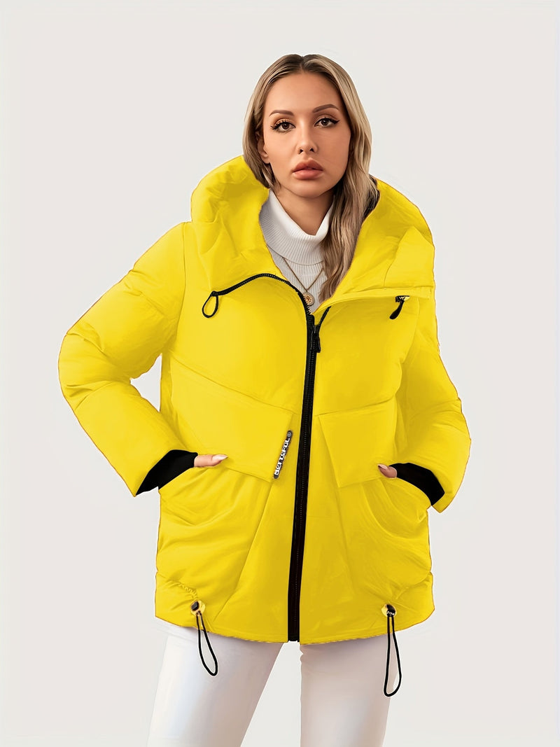 Nowoczesna Zimowa Kurtka z Regulowanym Kapturem i Talią – Pikowane Wykonanie dla Maksymalnego Ciepła i Komfortu