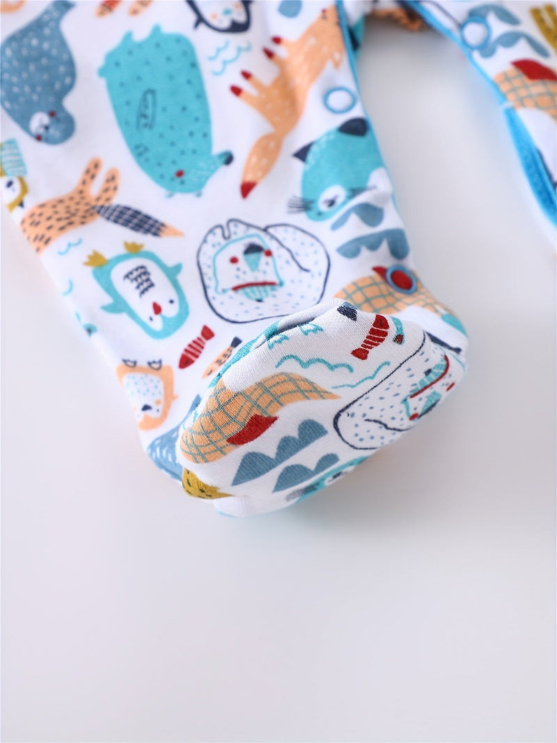 3-częściowy zestaw body dla niemowląt z nadrukami zwierząt – długie rękawy do aktywności na świeżym powietrzu