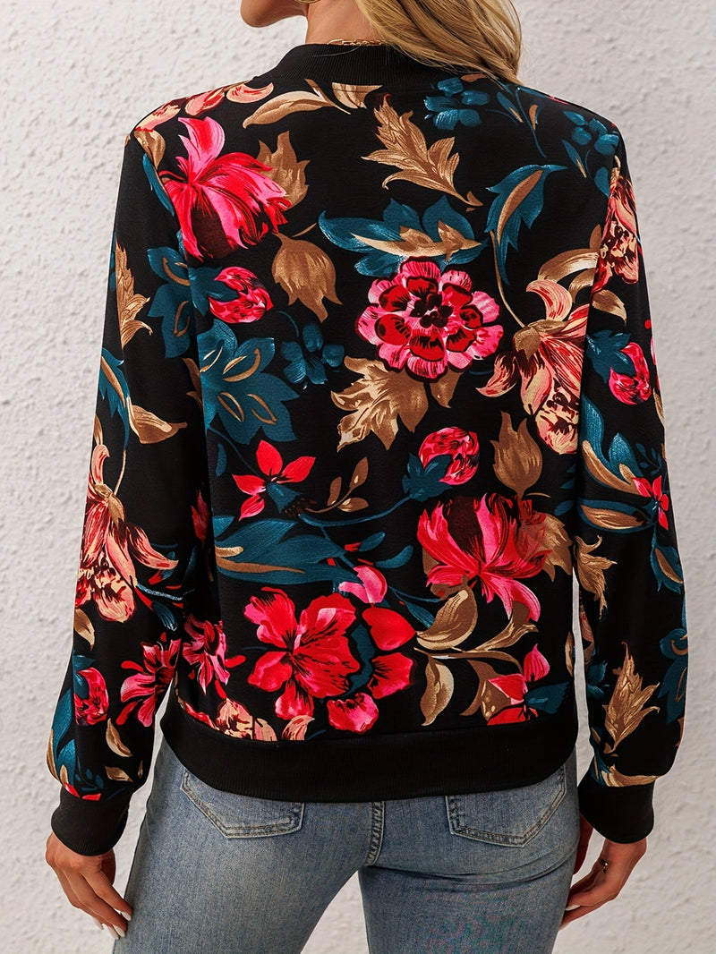 Elegant Floral Bomber Jacket – Fashionable and Comfortable for Spring and Autumn