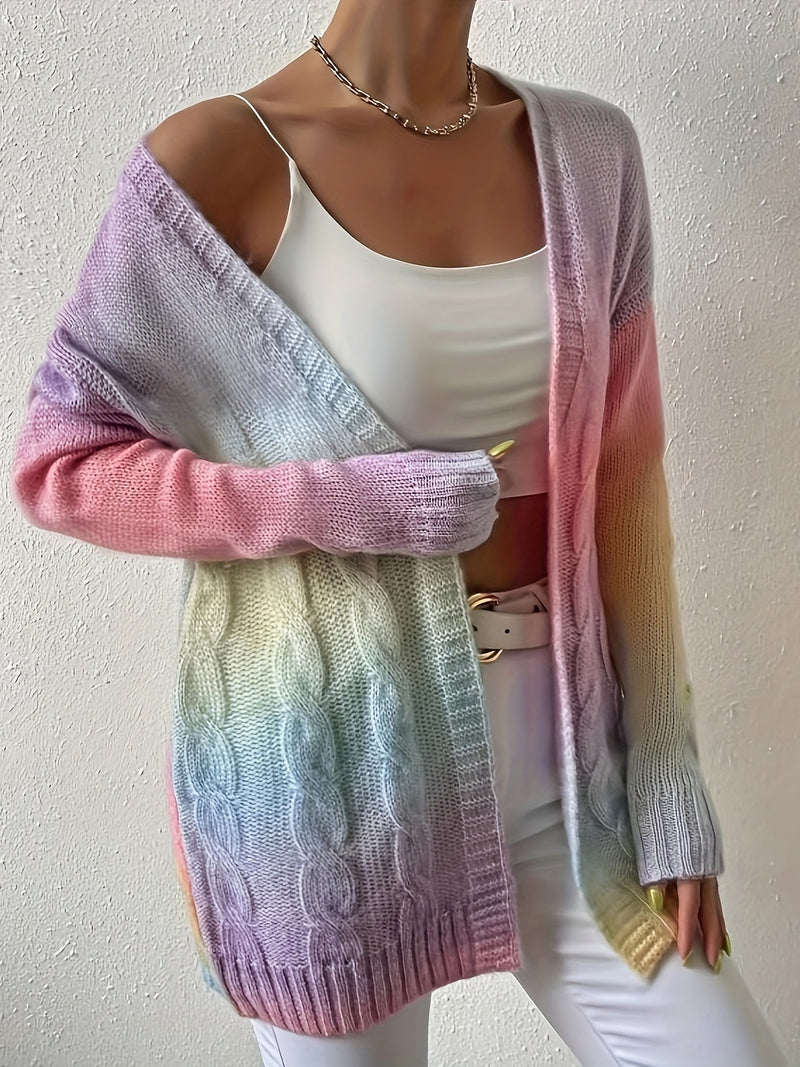 Pastel Gradient Open Cardigan – Stylish and Comfortable for Autumn and Spring